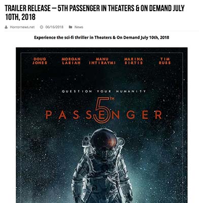 Trailer release – 5TH PASSENGER in Theaters & On Demand July 10th, 2018